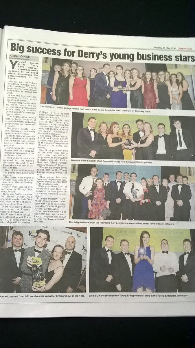 BronaghDoherty8's tweet photo. Great coverage in today's @DerryNow Derry News!! @ThePlaytrail @mynwrc @AppmosphereYE @LisnealCollege @keepsakes4 https://t.co/ipNayUf4wj
