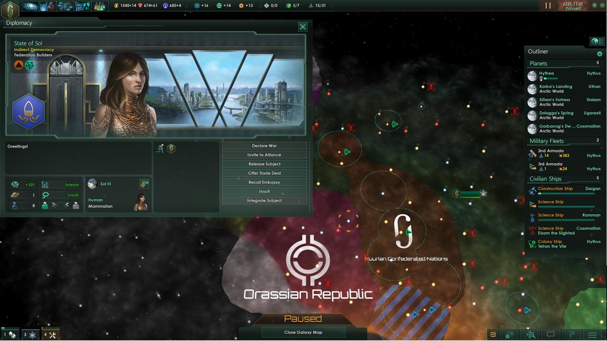 Morthan's tweet photo. Muahaha, first Ironman SP @StellarisGame game and already got myself human vassal :D https://t.co/agVKdEgfQV