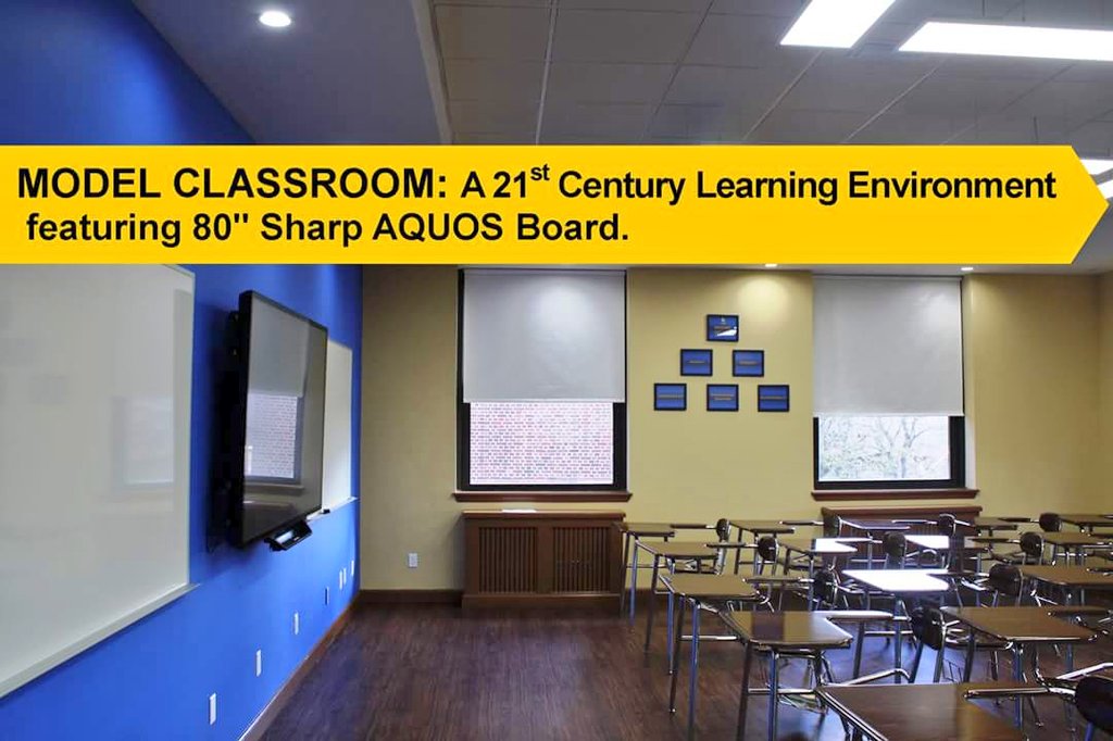 MountToday's tweet photo. Model Classroom. #Upgrade #Sharp #AquosBoard #80inchscreen #GOMOUNT #Buildingforthefuture #Grades6through12 https://t.co/IlsM7j9gcE
