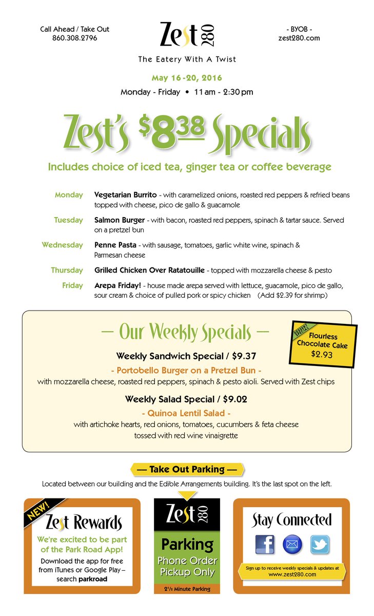 Zest280's tweet photo. Check out this week's specials! https://t.co/Mts3fKBdvI