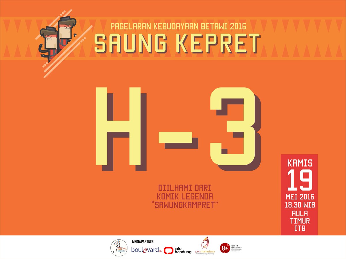 #PagelaranKebudayaanBetawi2016 "Saung Kepret" 3 hari lagi. buruan dapetin tiketnye, dijamin kaga bakalan nyesel!!