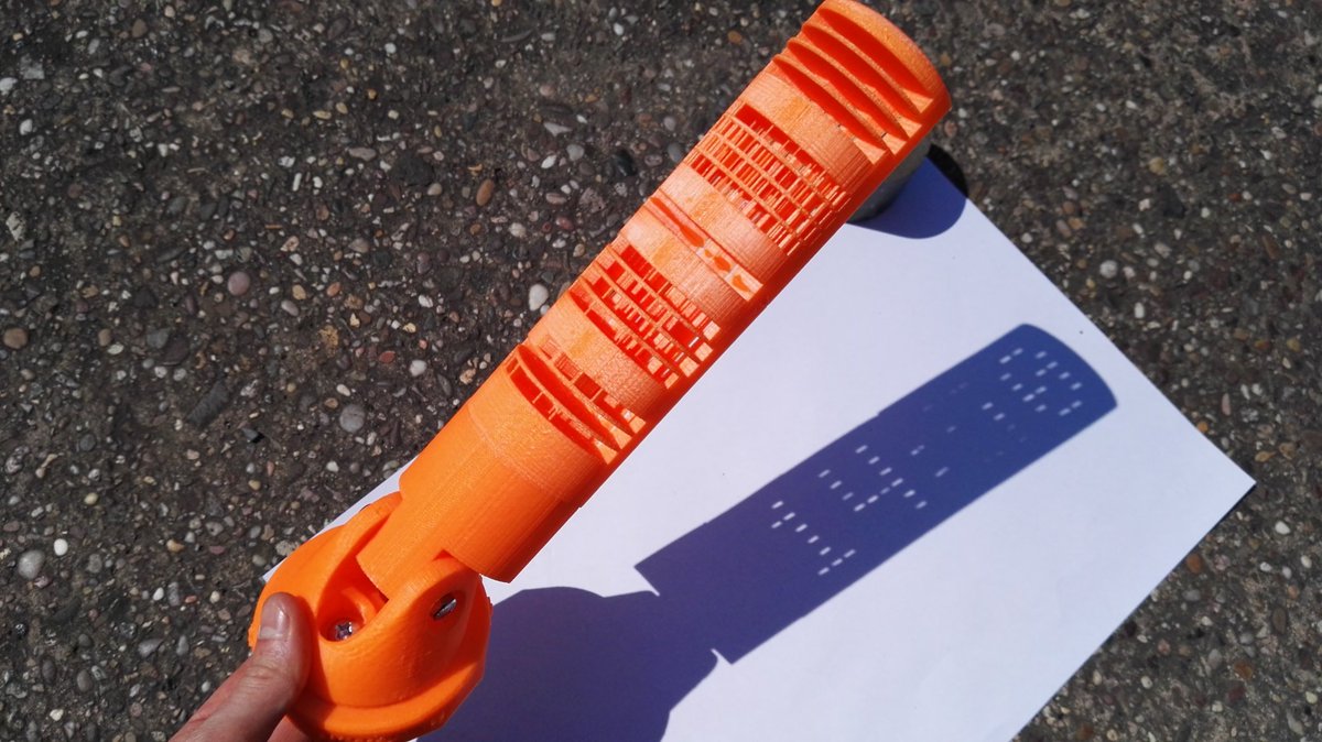 Cluneyd's tweet photo. Best object I've printed. Digital sundial #3dprinting just got to find a jar @thingiverse @philipacotton https://t.co/pycWg3uR5w