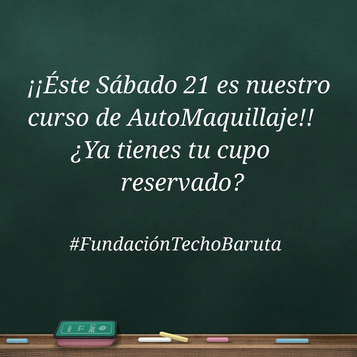 TechoBaruta's tweet photo. Reserva tu cupo para nuestro Curso de AutoMaquillaje Benéfico. Todavía tienes tiempo de ayudar a los más necesitados https://t.co/vlwFawOPII
