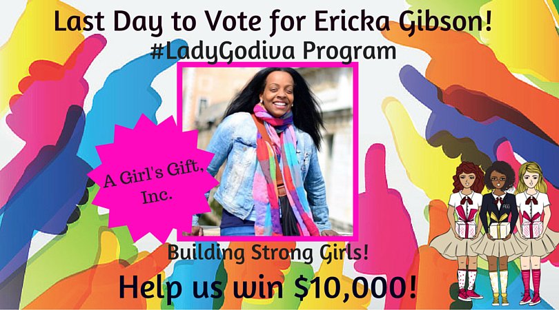 agirlsgift's tweet photo. Last day to vote 4 Ericka Gibson &amp; leave a comment on the voting page!  #LadyGodivaProgram 
https://t.co/ab6bjgnzDk https://t.co/TLckfZ8qdc