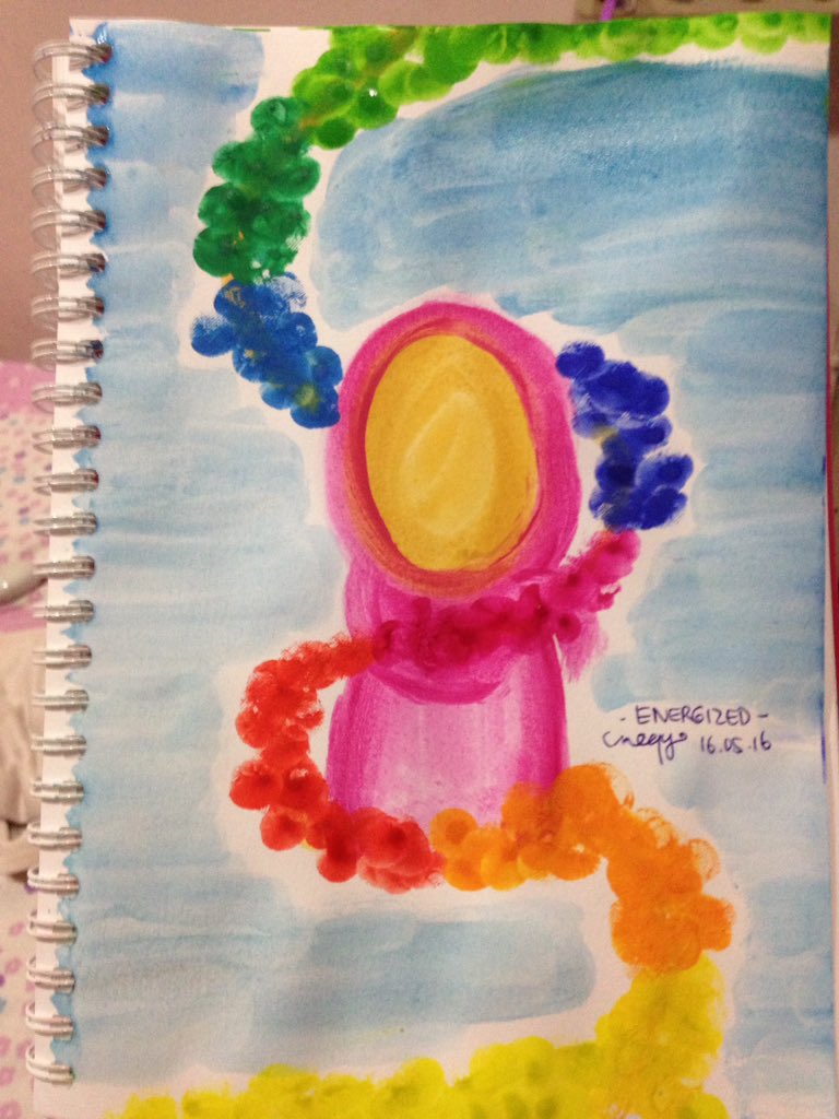 rikaNEQY's tweet photo. "ENERGIZED". Finger painting. Yeay baby!! https://t.co/AG86iGokXS