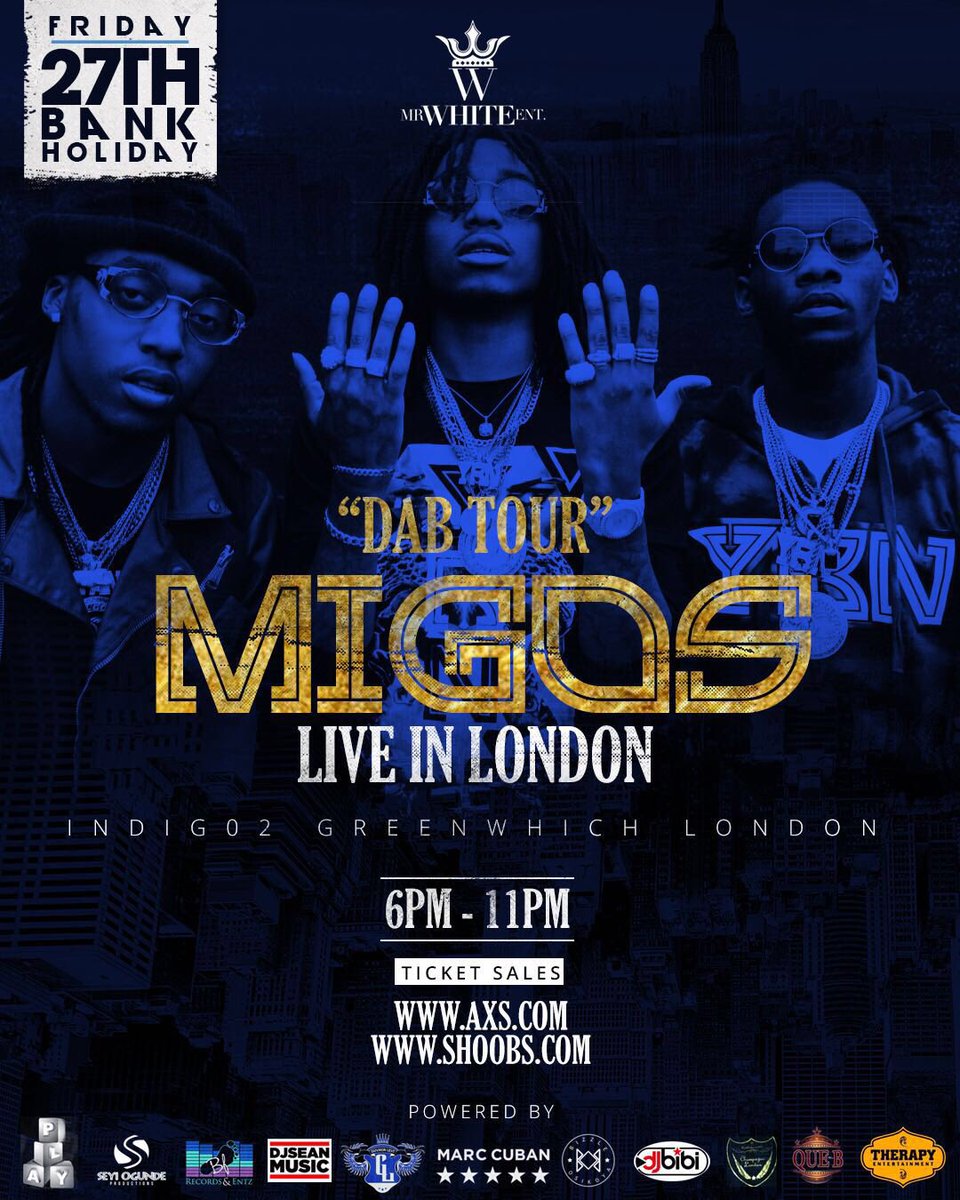 djbibiuk's tweet photo. By @badguytoba
MIGOS live in London
#DABTour
Friday 27th Bank Holiday
Indig02 @Guvnorlevi @djbibiuk https://t.co/X0049YGaDt