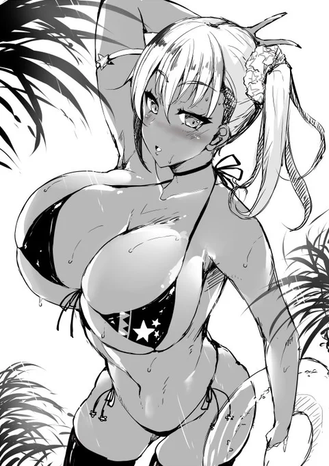 暑くてトロけちまいそうだったので水着落書き 