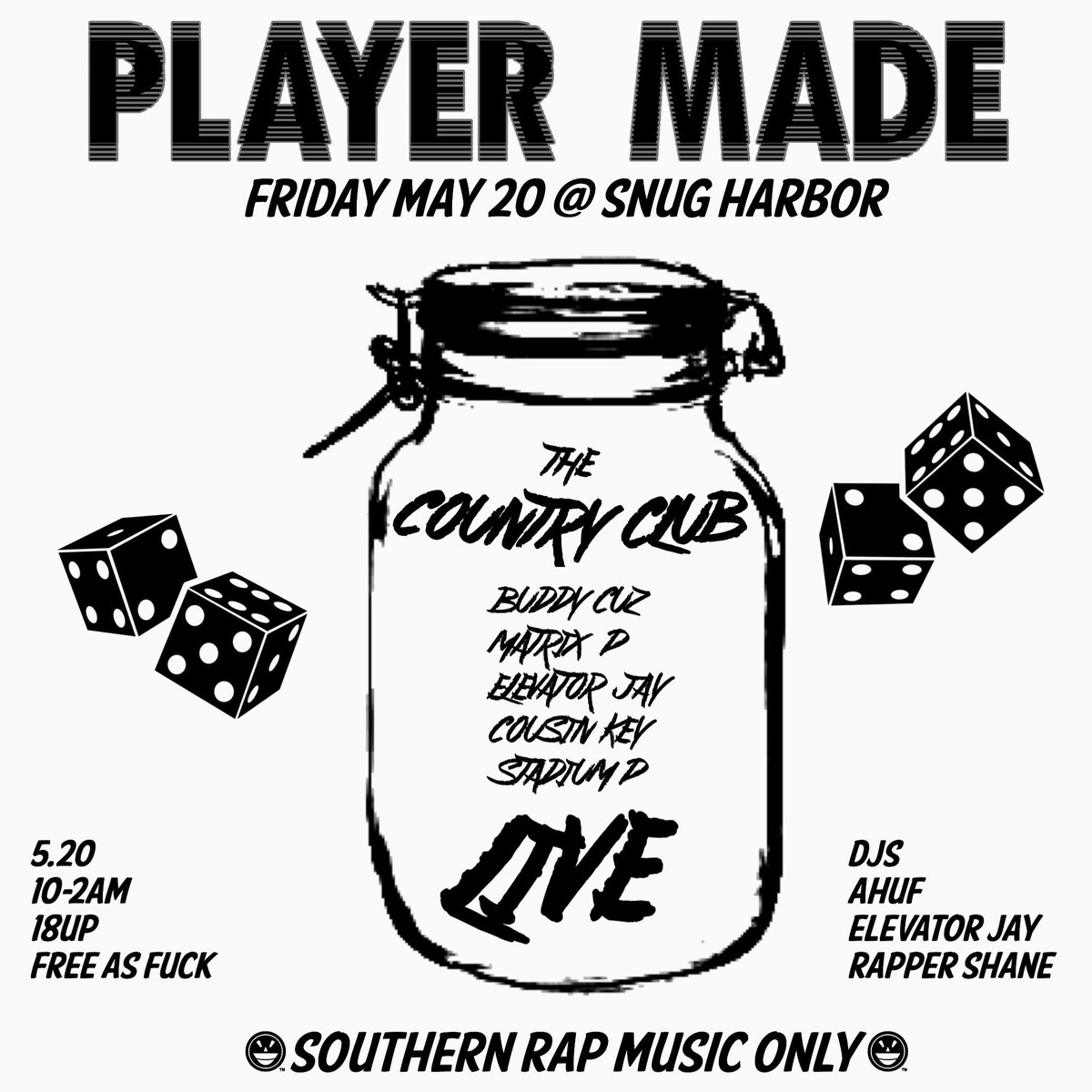 playermaderadio's tweet photo. THIS FRIDAY 

#THEBRIB 🏡 

#WEPLAYERMADE 🎲🎲 

HOW Y'ALL GONE ACT??? https://t.co/AwnqEKDqeT