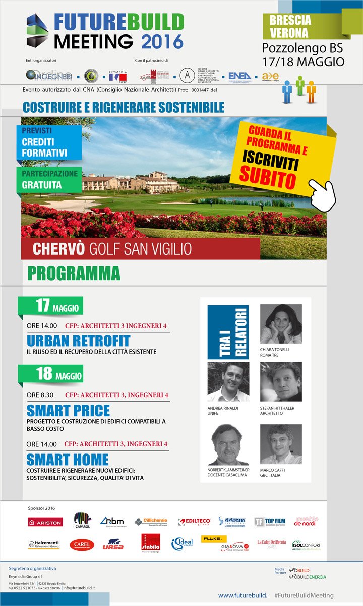 _FutureBuild's tweet image. -1 #FutureBuildMeeting Chervò Golf Club San Vigilio (BS)! Vi aspettiamo! @GBCItalia futurebuild.it