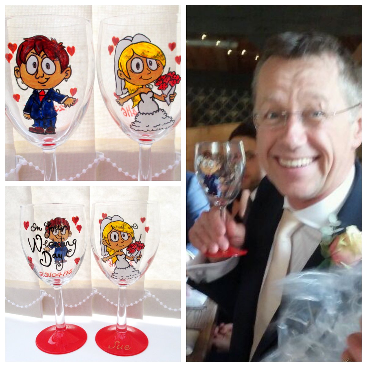 #handpaintedglasses #wedding #gift #weddinggift #brideandgroom #groom #weddingkeepsake #craft #WrexhamRocks #love
