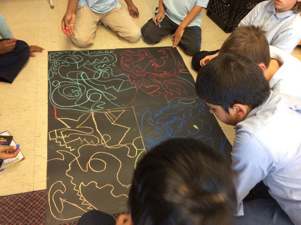 ROom 212 works with artist, Andrea Piller through Vibe Arts, to create conversation artwork utilizing chalk