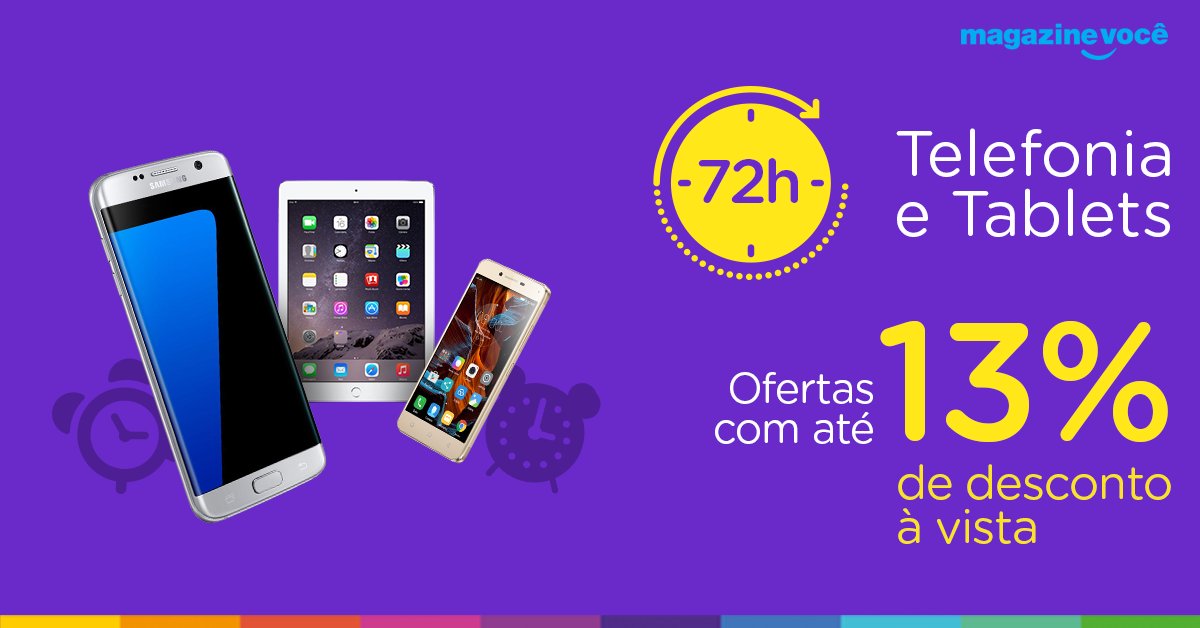 parceirocpf's tweet photo. 72h de Telefonia e Tablets. Ofertas com até 13% de desconto à vista. Aproveite!! https://t.co/Huz8M831gl