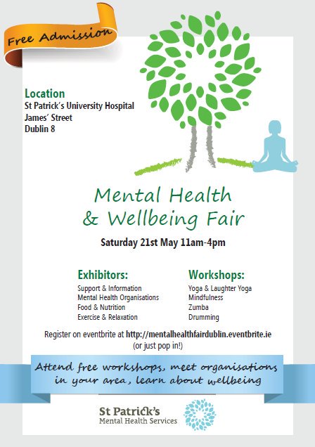 StPatricks's tweet photo. Free Mental Health and Well-being Fair Sat 21st May 11-4pm @StPatricks Dublin 8  https://t.co/7IZUpa5j4P https://t.co/iWeFMutQZE