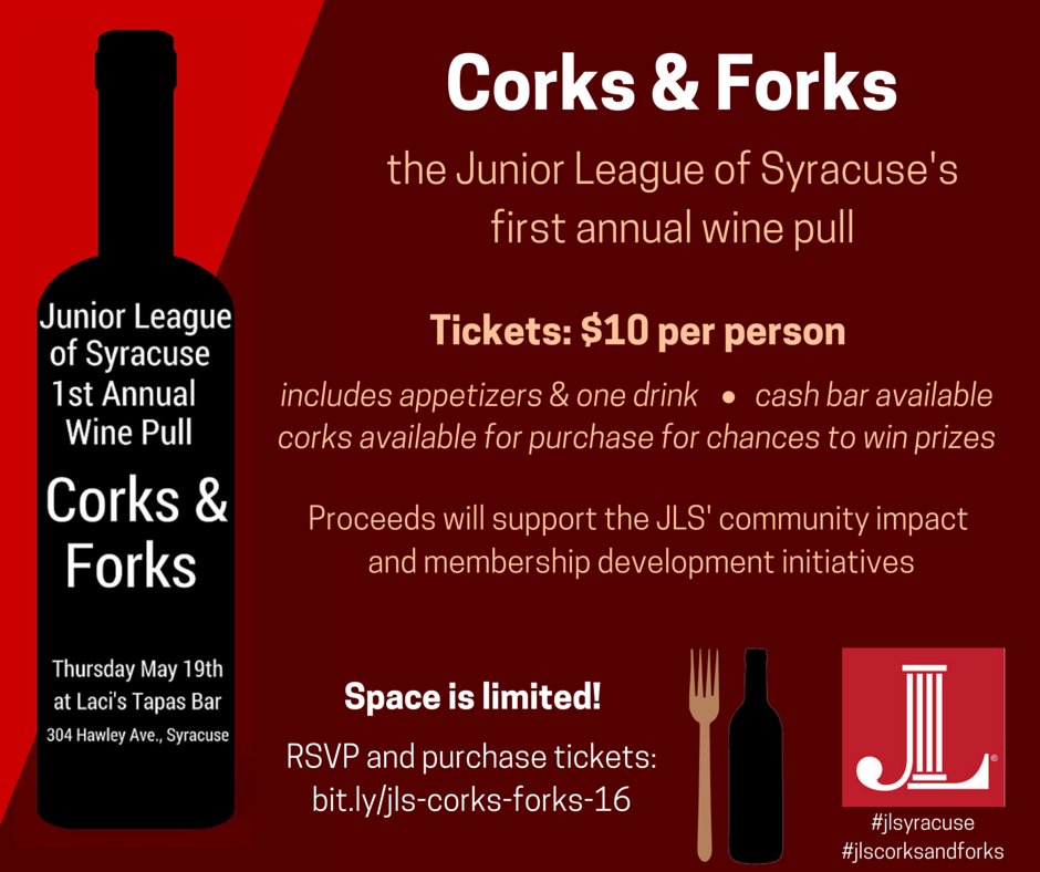 theonlykseniya's tweet image. Join the @JuniorLeagueSyr this Thursday @lacistapasbar for our 1st annual #winepull Rsvp: bit.ly/jls-corks-fork…