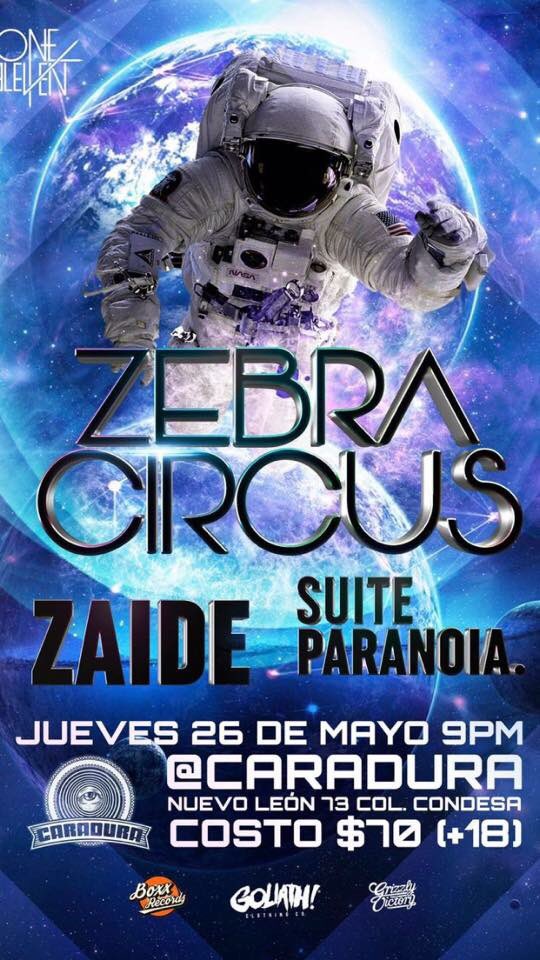 ZaideBand's tweet photo. Amigos no se olviden de este 26 de mayo en el @caraduramx que será junto con @ZebraCircus y @SuiteParanoia https://t.co/vmd0jmC7Kd