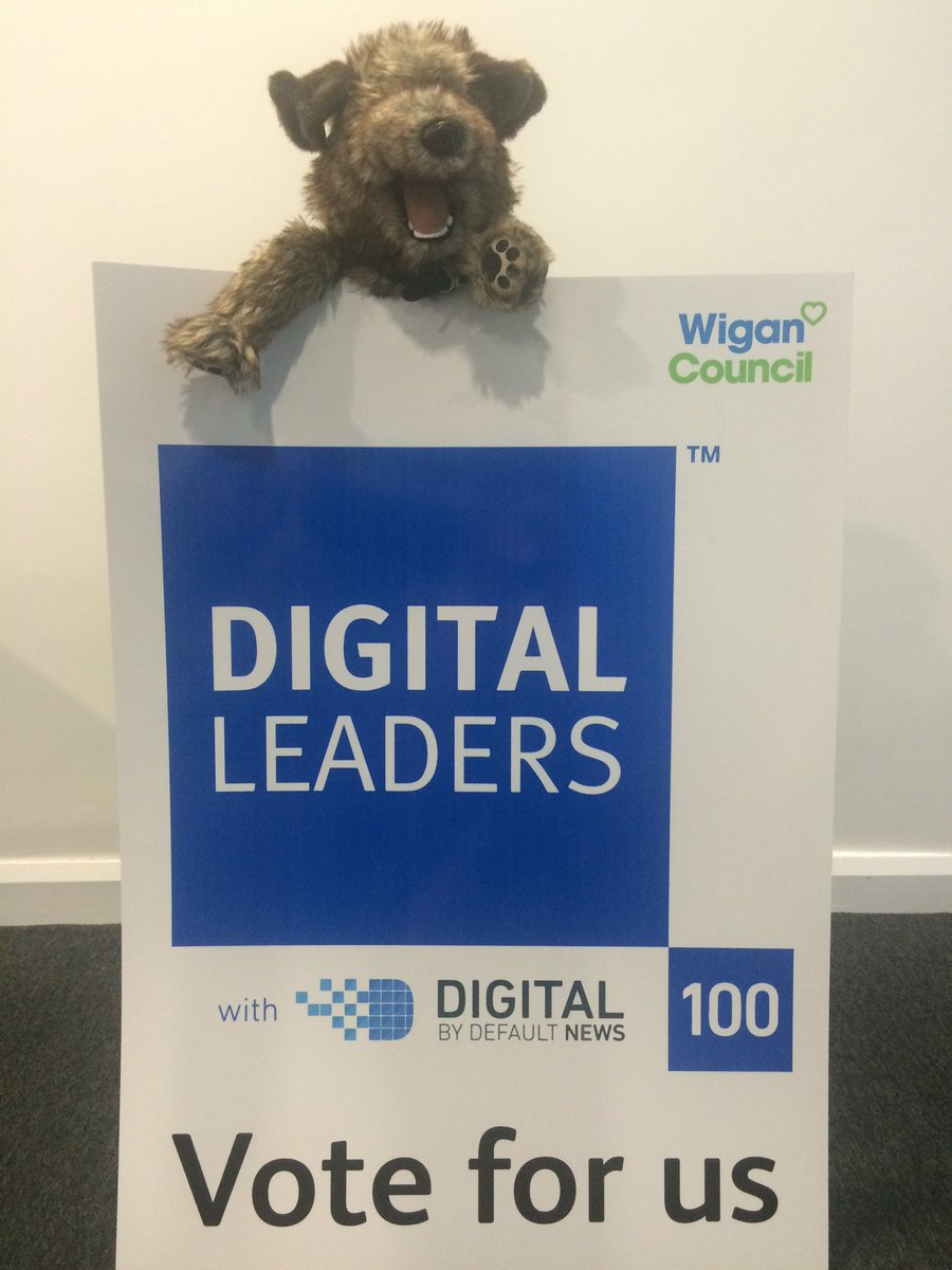 WiganCouncil's tweet photo. Look who's backing us in the @DigiLeaders awards! Be a #digidog like Hacker https://t.co/Y1qytvDUzC @CBBC_Hacker https://t.co/Aaeswa9OtU
