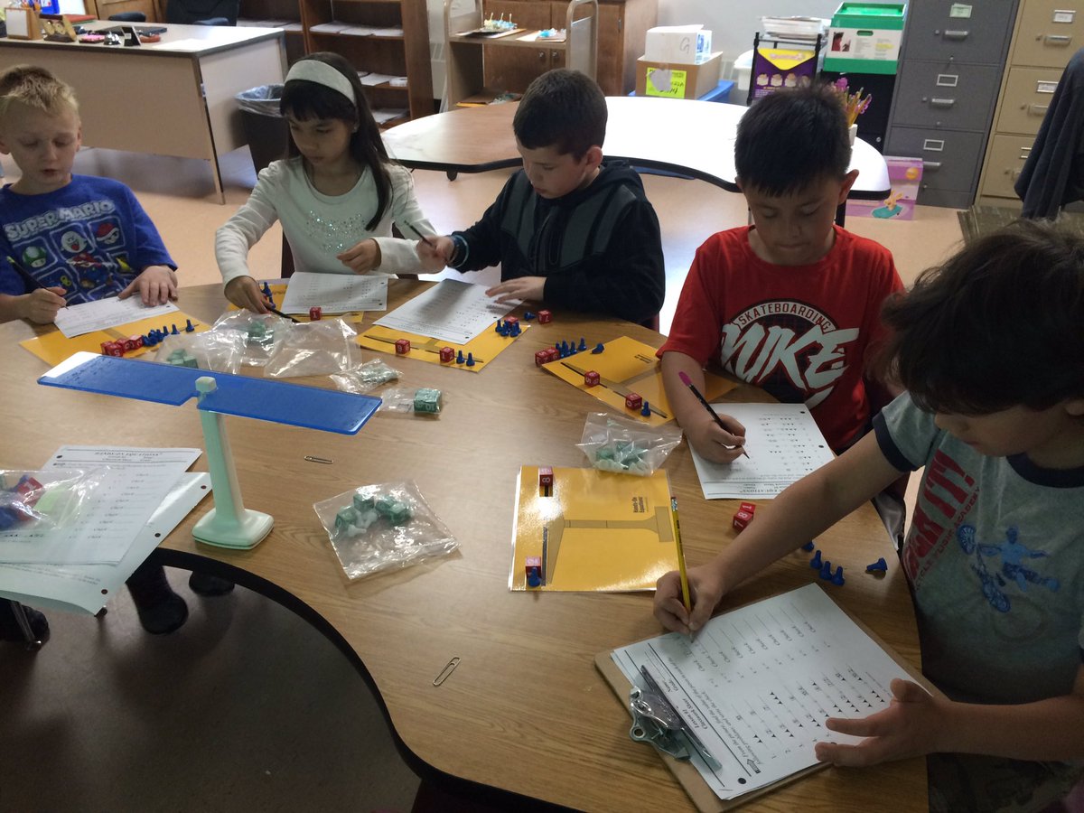 MrsSchwarz3's tweet photo. The #3rdgraders @SumnerElem are excited to be learning Algebra using Hands on Equations. #SumnerGT https://t.co/hbCz5EBlQO