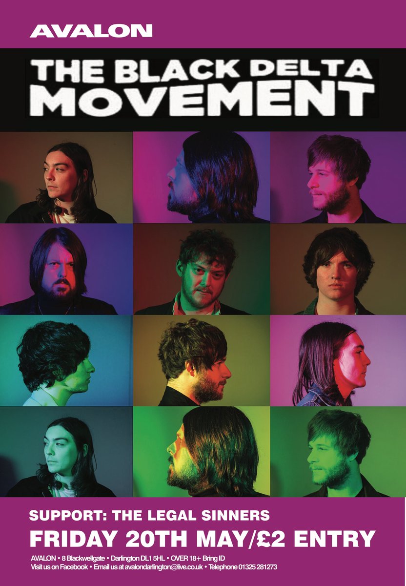 <a href="/BDMofficial/">The Black Delta Movement</a> this Friday supported by <a href="/thelegalsinners/">The Legal Sinners</a>!!! <a href="/bigjackofdarlo/">Jack Hall</a> <a href="/narc_magazine/">narc_magazine</a> <a href="/nevolume/">NE Volume</a> <a href="/DarloMusic/">#DarloMusic</a>