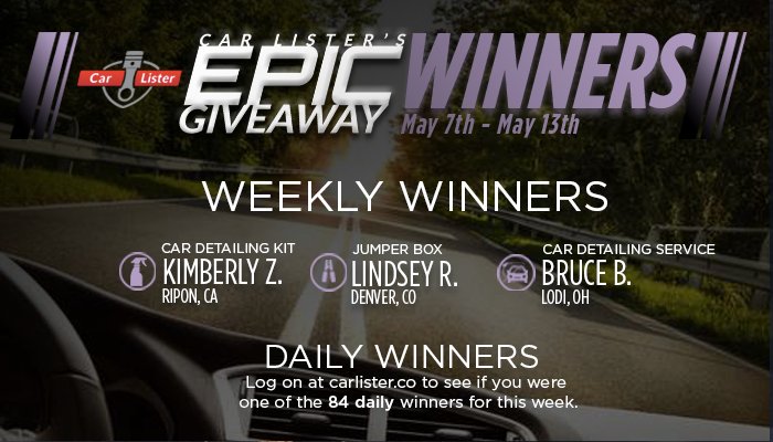 So many winners, so many prizes! See what you could win this week: bit.ly/1UmPcK2 #CarListerGiveaway