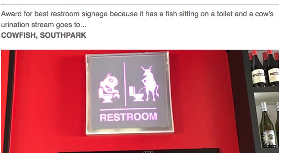 The_Cowfish's tweet photo. Hey @charlotteagenda do we get to give an acceptance speech for Best Restroom Signage Award? Thanks for noticing! https://t.co/KoEixz1acx