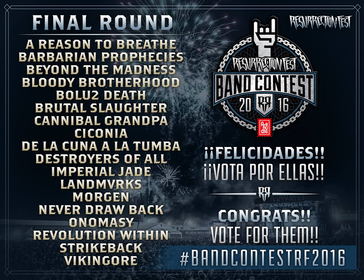 Bonecarvermetal's tweet photo. ¡SOMOS FINALISTAS DEL BAND CONTEST DEL @ResurrectionESP! ¡NECESITAMOS VUESTRA AYUDA! 
Votad->https://t.co/bg2CFplfPn https://t.co/5I34CVoKeU