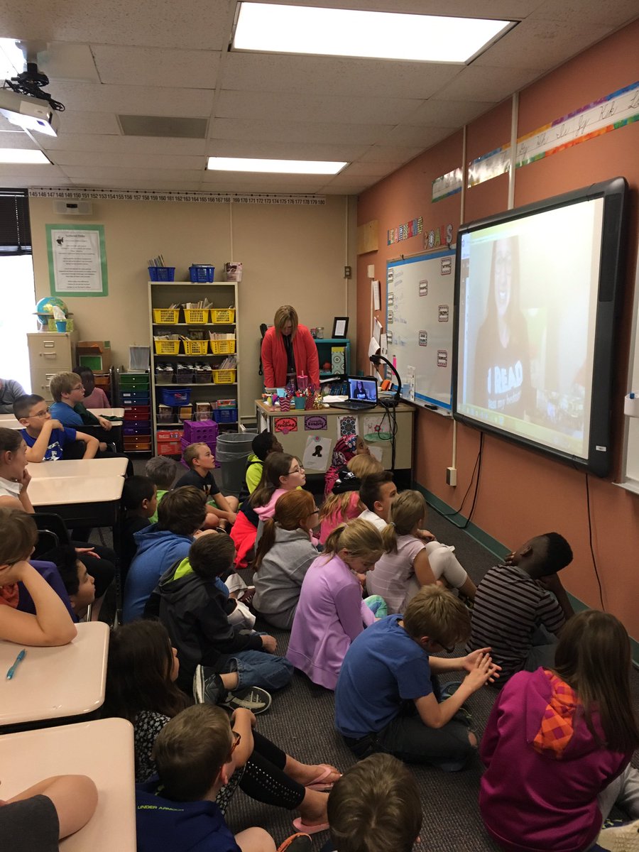 Loving our class skype with author @_ACoops_ ! So much fun to hear her new book "Sticks and Stones" #bookquest