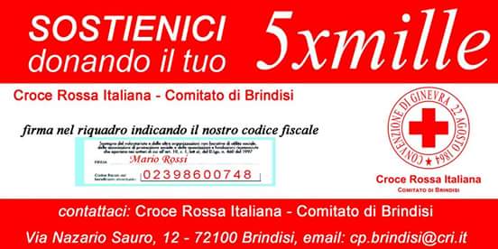 cribrindisi's tweet photo. Un gesto semplice, che non ti costa nulla.
Destina #5xMILLE , indica il codice fiscale: 02398600748.
Sostienici :) https://t.co/EomFGgpFHn