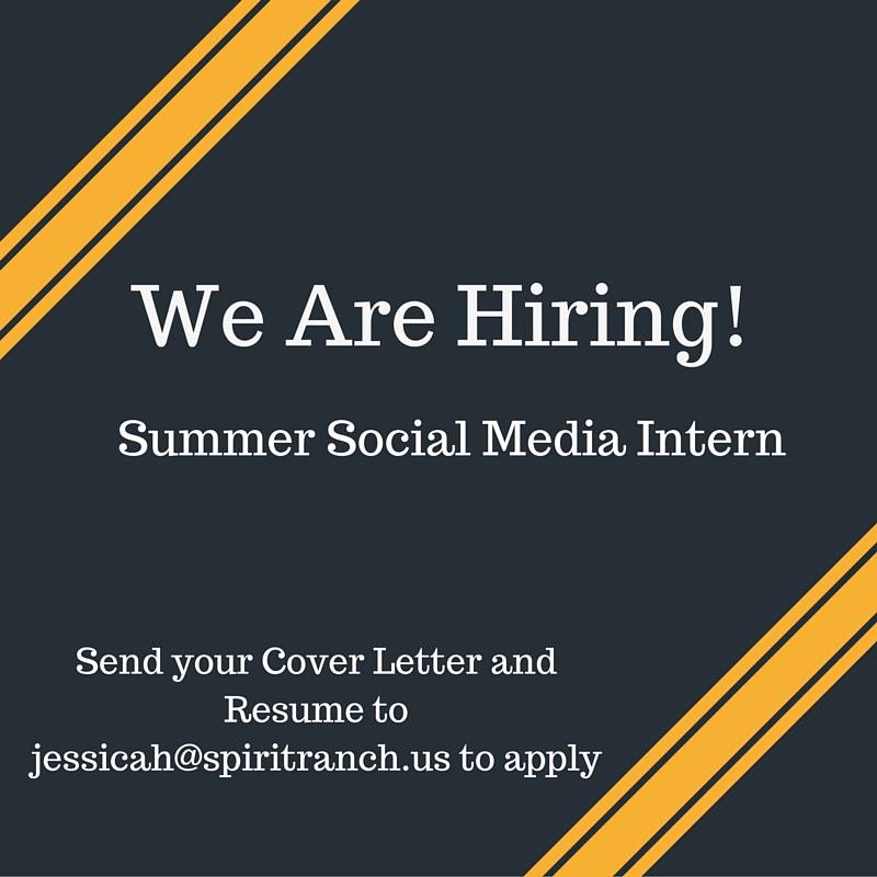 SpiritRanchTX's tweet photo. We're hiring for a summer intern position! Email your resume to jessicah@spiritranch.us to apply https://t.co/DHWL83ldt9