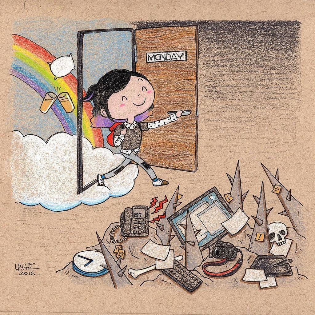 yukikodraws's tweet photo. Walking into Monday
#doodling #illustration #work #werk #dayjob #monday #countdowntofriday #colorpencils #prismaco… https://t.co/y9KZfRt2vJ