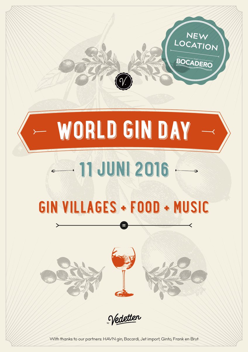 Omdat de Zuiderdokken ons iéts te Gedempt zijn, trekken we met ons #WorldGinDay-festival naar...<a href="/Bocadero/">Bocadero</a>!

#WGD16