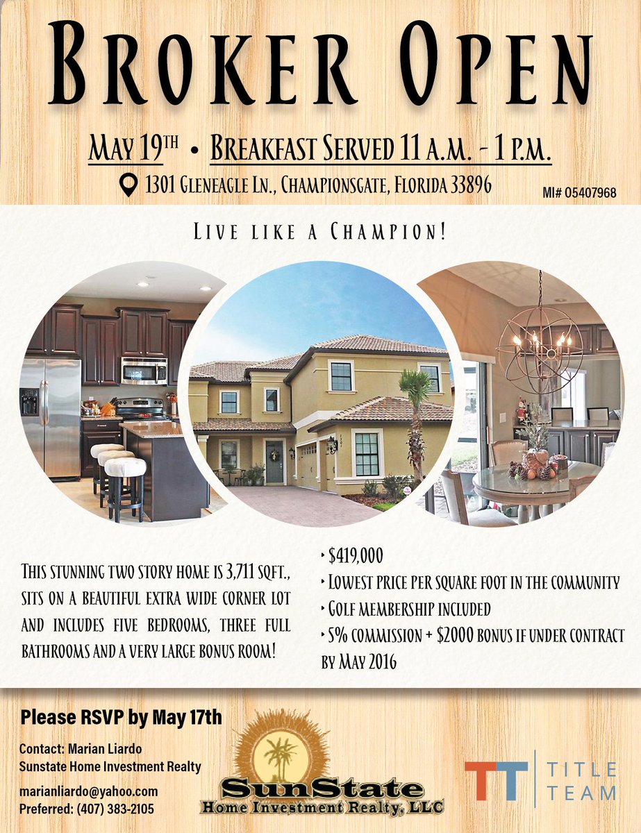 merliardo's tweet photo. #brokeropen #livelikeachampion #championsgate #buyersagent #buyerswanted #resortstyleliving #omni #oasisclub #lennar https://t.co/Zz6PxPgBAd