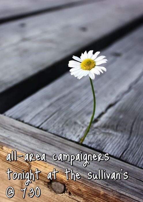 ALL-AREA CAMPAIGNERS TONIGHT @ 7:30!!