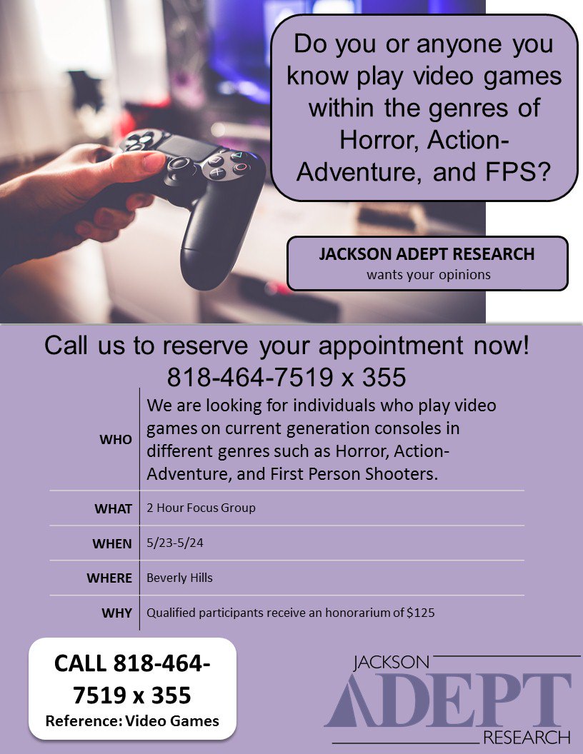 JacksonAdept's tweet image. Do U or someone U know play video games on current generation consoles in different genres such as Horror and FPS?