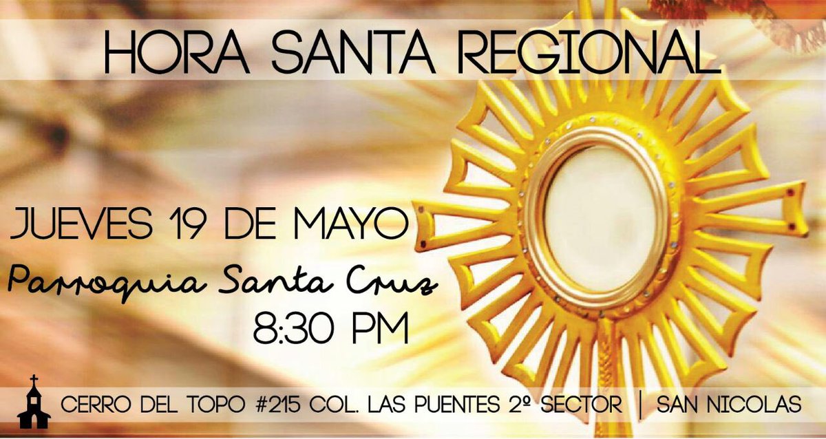 RegionMtyMJC's tweet photo. ESTE JUEVES te invitamos a pasar un tiempo en compañía de Cristo y tus hermanos MJC. Lleva tu pañoleta! #HSRegional https://t.co/1xS6MLi7yh