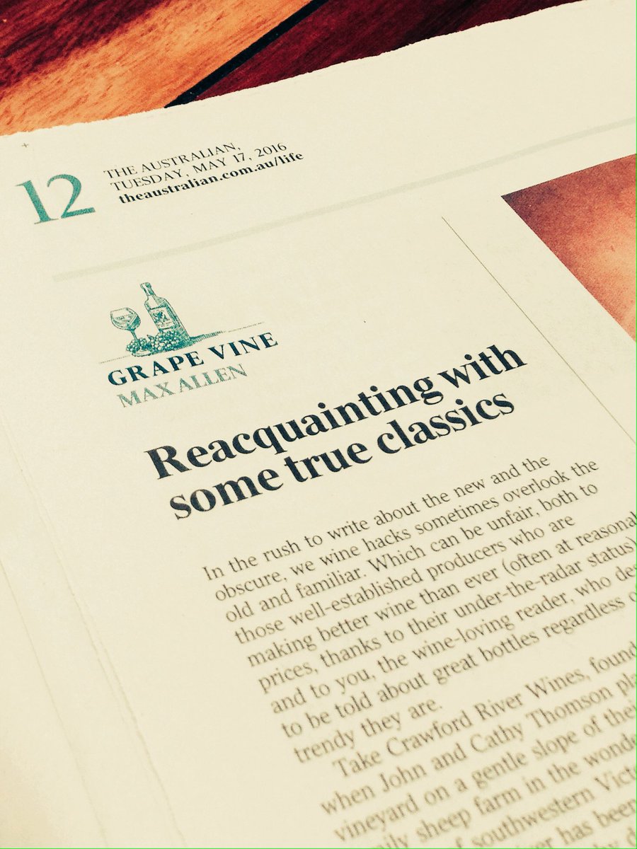 New day, new name for my wine &amp; drinks column in <a href="/theauslife/">The Australian Life</a> : kicking off with a story on <a href="/CrawfordRiver/">Crawford River Wines</a> :