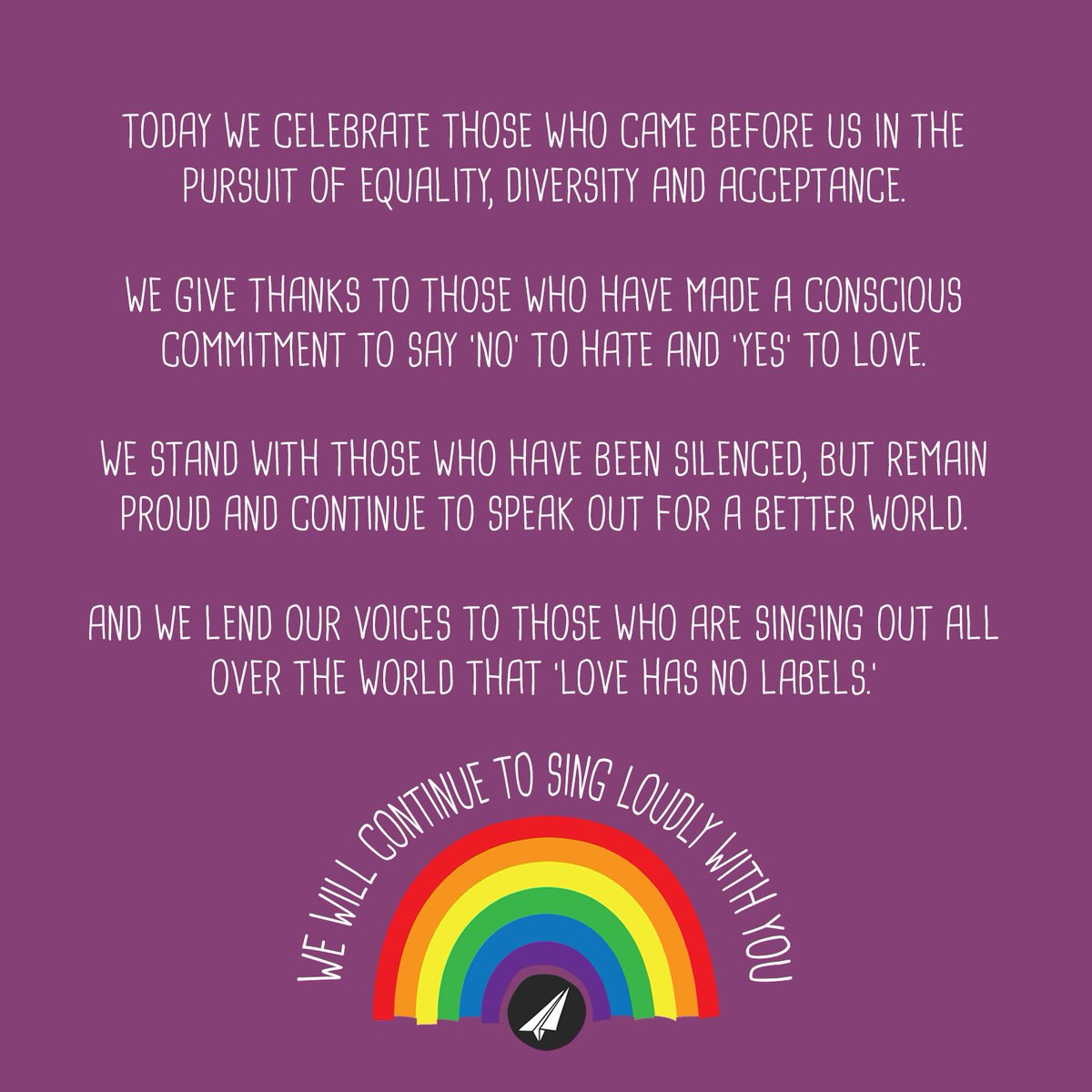 projectrockit's tweet photo. We proudly support the International Day Against Homophobia and Transphobia and stand with LGBTI youth 💜 #IDAHOT2016 https://t.co/a9erovacM6