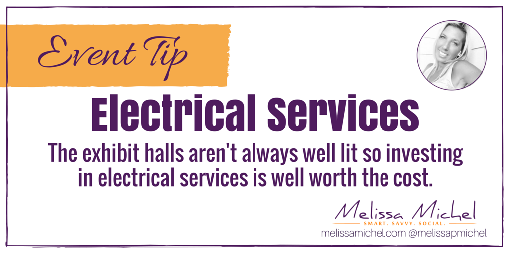 melissapmichel's tweet photo. #Event Tip: The exhibit halls aren't always well lit so investing in electric is well worth the cost. #tradeshowtips https://t.co/U8OmH7CBOy
