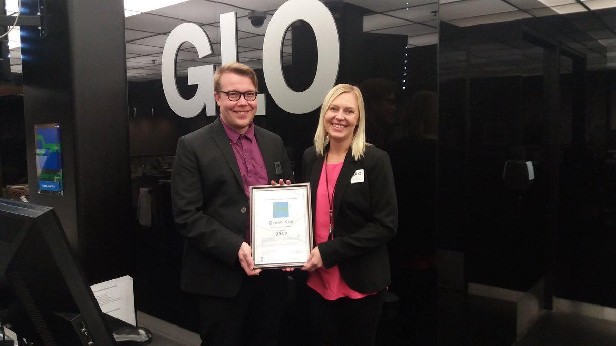 Onnea <a href="/GLO_Hotels/">GLO Hotels</a> Airport! Tärkeä #GreenKey ympäristötyö jatkuu uusi sertifikaatti seinällä #vastuullisuus #matkailu