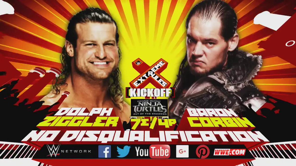 WWE's tweet photo. .@HEELZiggler faces @BaronCorbinWWE in a #NoDQ Match at the #ExtremeRules Kickoff this Sunday! #RAW https://t.co/ZASFFbpRIK