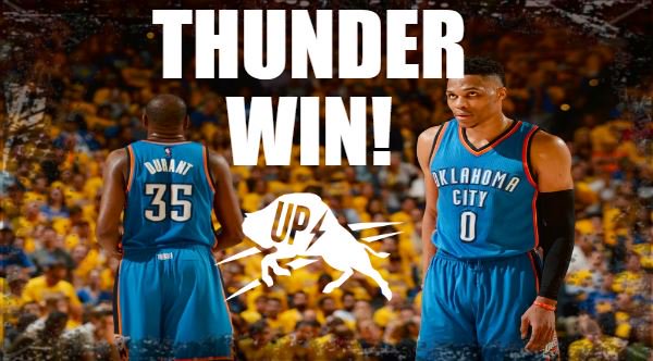 BoomtownHoops's tweet photo. That thing they said the Thunder couldn't do? Just did it. 1-0 series lead. #ThunderIsComing https://t.co/u7z9D568Jp