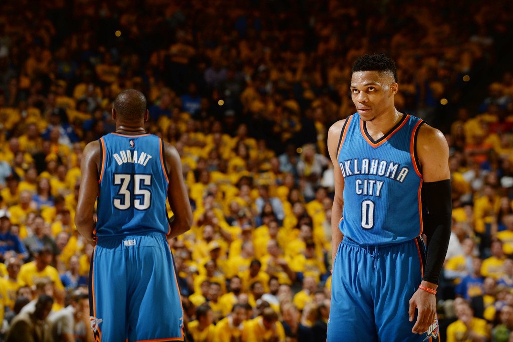 espn's tweet photo. The Warriors were 37-0 this season when leading by double-digits at half.

Not anymore.

OKC 1, Golden State 0 https://t.co/jMCSHKVwkj