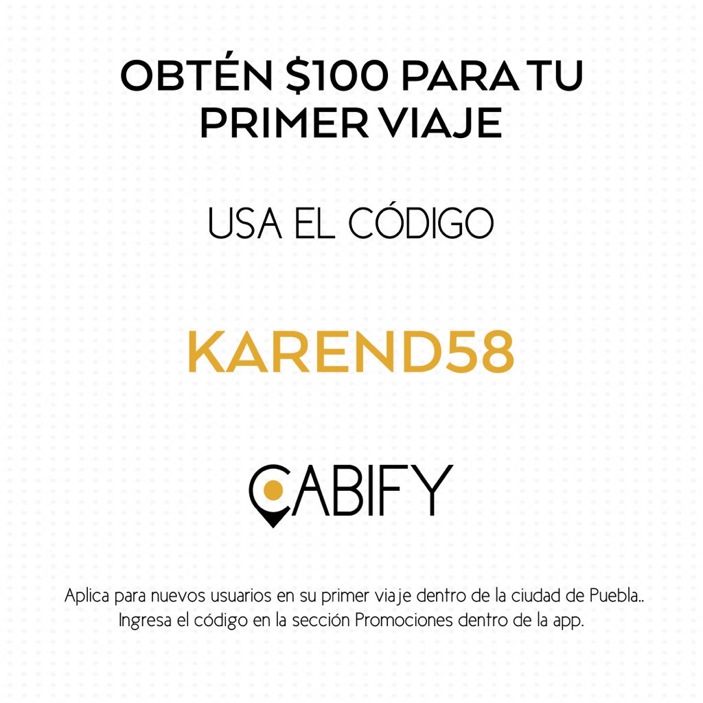 KarenDanely04's tweet photo. Te regalo $100 en crédito para tus primeros viajes en #Cabify @Cabify_Mexico #Cabifyer https://t.co/6skJgD3Cle