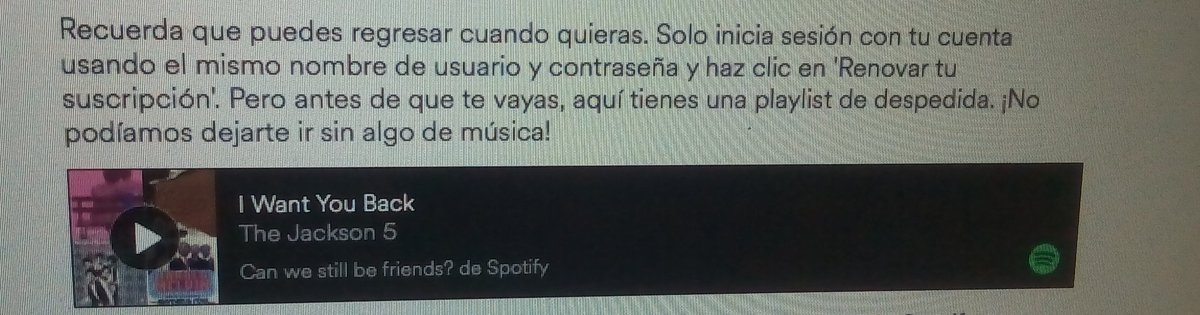 LiliMontenegro7's tweet photo. Situaciรณn sentimental: #Spotify quiere una segunda oportunidad. #noerestusoyyo #lovoyapensar #superjum https://t.co/5IsShZg7TU