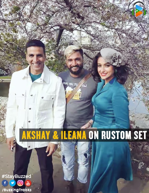 BuzzingTracks's tweet photo. #BuzzingHot #AkshayKumar with Ileana D'Cruz on the sets of #Rustom. https://t.co/Ke7bD21ioV
