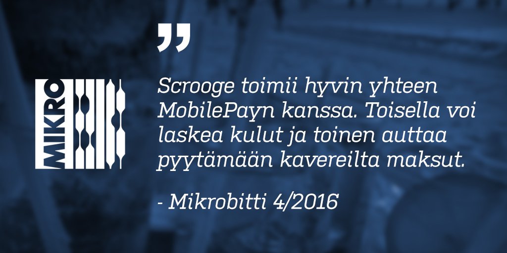 scrooge_app's tweet photo. Scrooge ja #mobilepay - parhaat yhdessä, sanoo @mikrobitti. Mitä mieltä? @DanskeBankFI https://t.co/8BPhrnjlta