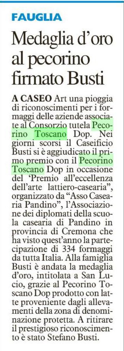 Sulla <a href="/Nazione_Pisa/">Nazione Pisa</a> parlano della nostra #medagliadoro al #CaseoArt2016!