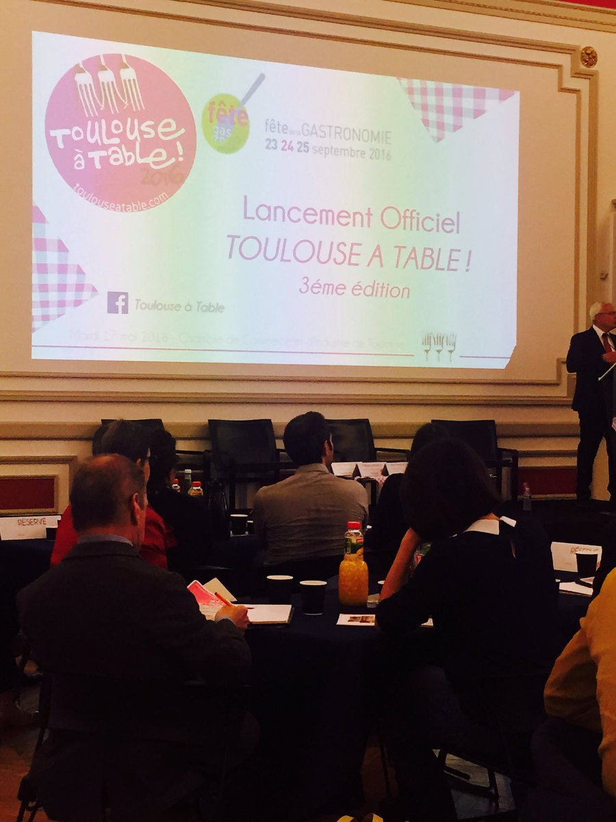 thomasfantini's tweet photo. Lancement @Toulouseatable 2016 à la @CCI31. Fête de la gastronomie du 23 au 25 septembre. Toulouse bouge. @UMIH31 https://t.co/bBfJn3VTBx