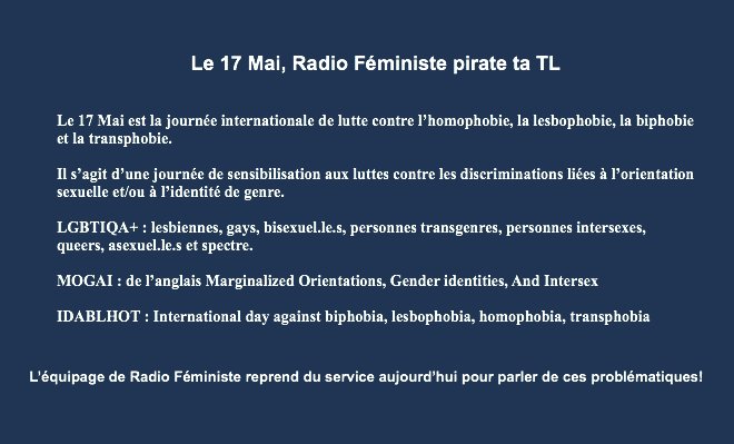 #RadioFeministe #17Mai