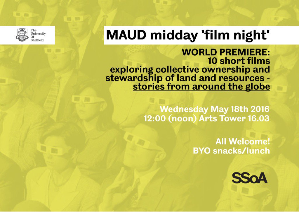 SheffArchCal's tweet photo. Wed 18/05/16 12:00 Public screening of short films made by @SSoA_news &amp; @USPSheffield #UrbanDesign students #MAUD https://t.co/ie9pXTGRle