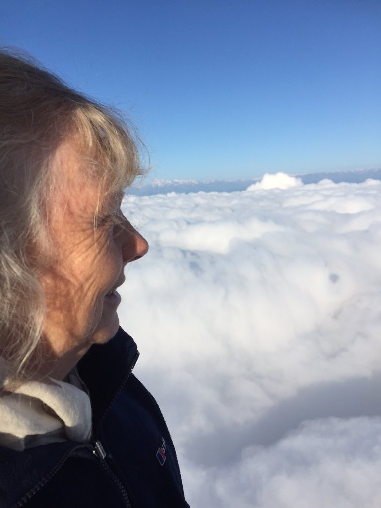 TiptreeBalloon's tweet photo. Flying high above the clouds in Mondovi. Tiny Shadow of balloon in background. https://t.co/5kbk5viWYF